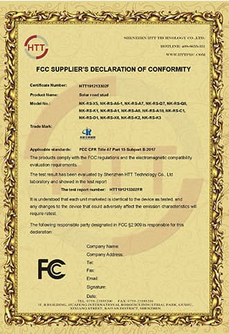 RUICHEN-solar-stud-FCC-certificate